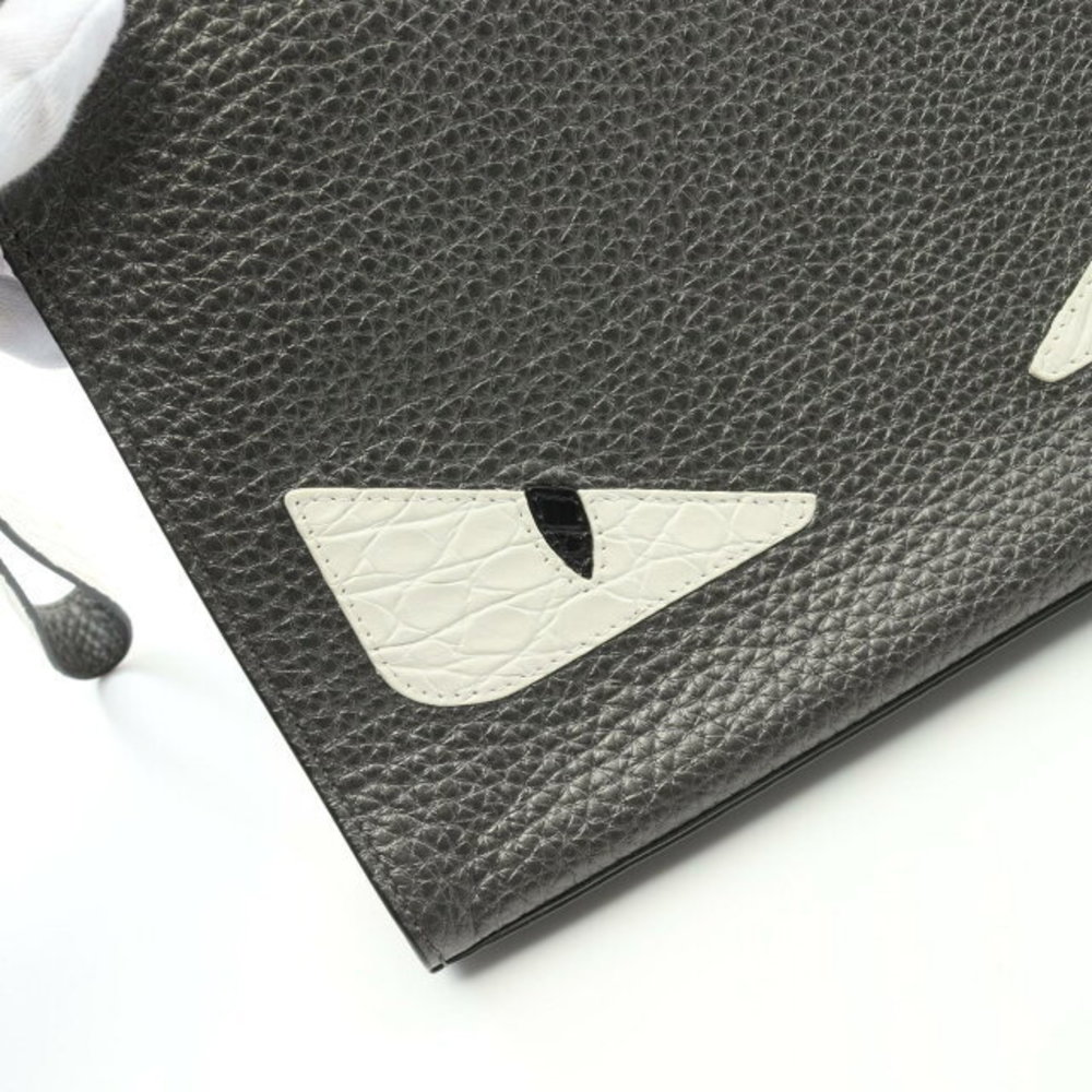 Fendi Eye Clutch Flat Leather Bugs White Gray Bag - Picture 6 of 6